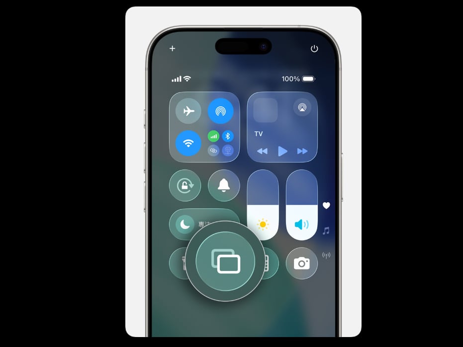 iPhone全螢幕鏡射到電視操作步驟圖解，同步顯示手機畫面。