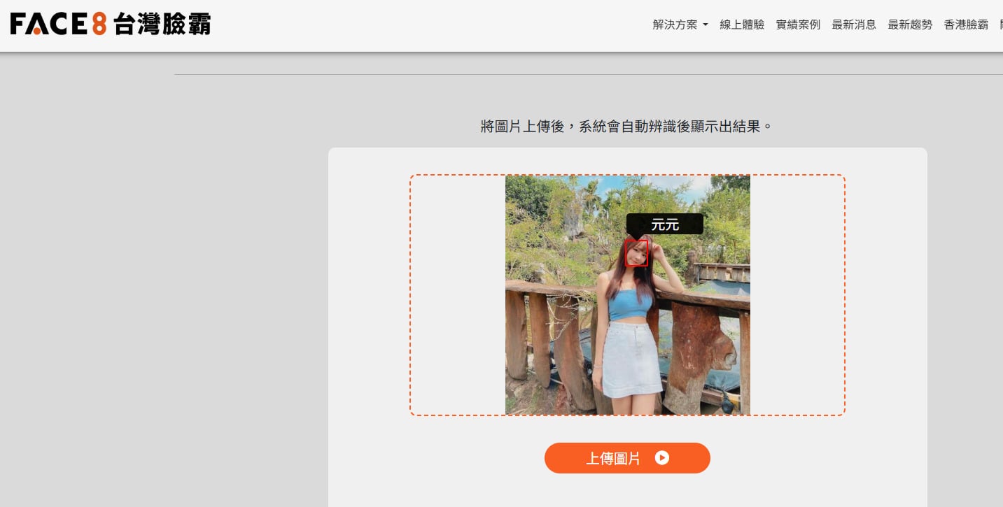 Face8 實測圖示，展示台灣在地開發的人臉辨識引擎技術。