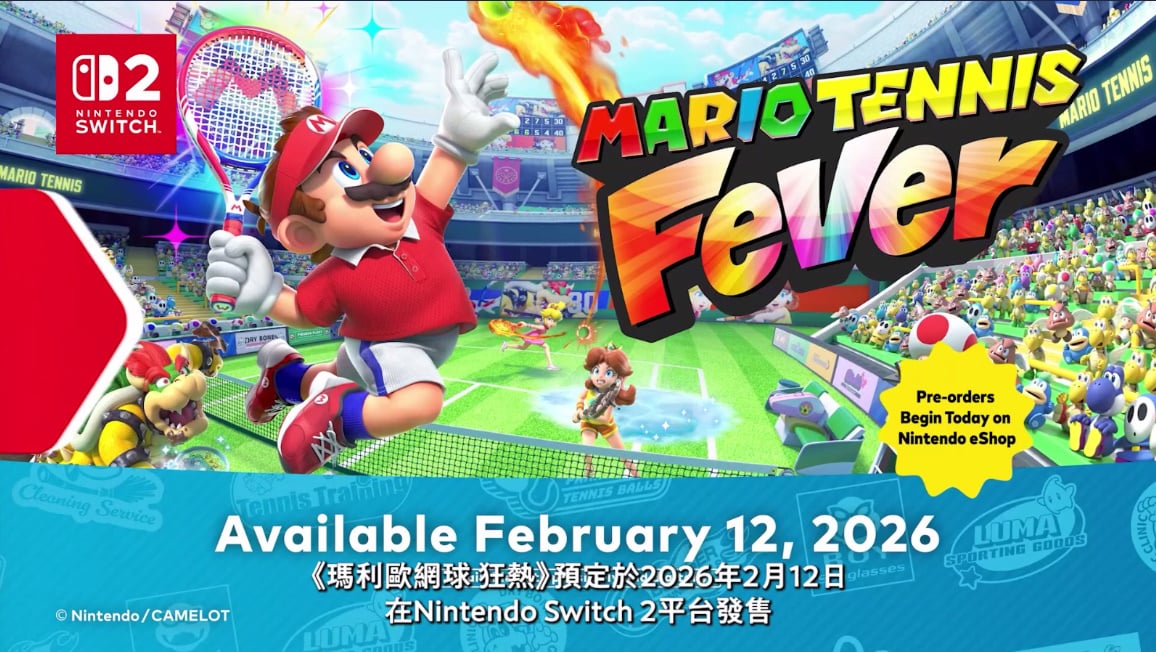 瑪利歐網球狂熱遊戲封面，Switch 2全新超能力網球競技。