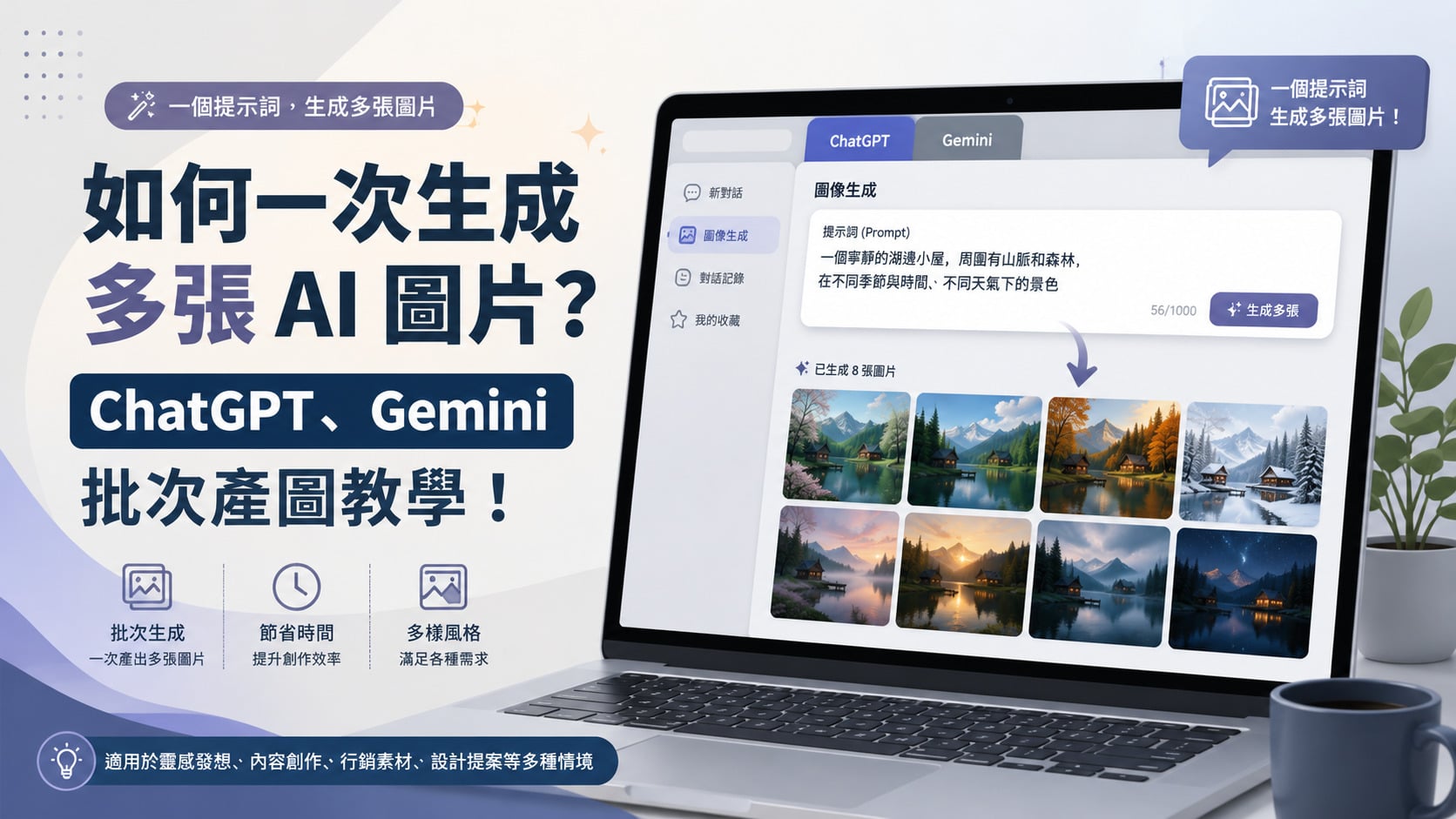 【AI專知】如何一次生成多張 AI 圖片？ChatGPT、Gemini 批次產圖教學！