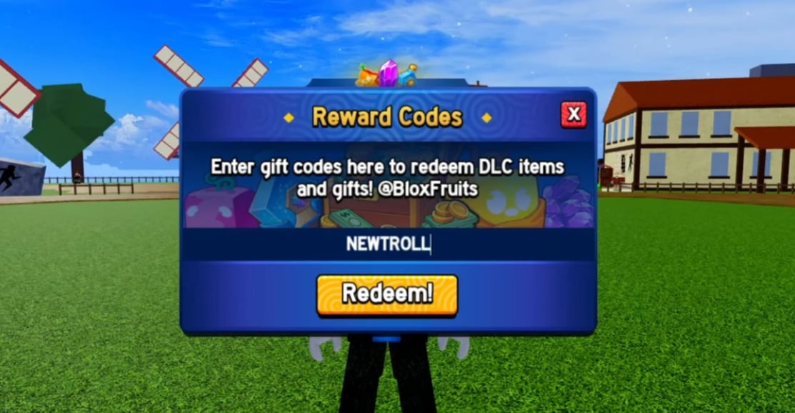 Blox Fruits 代碼兌換教學：點擊禮物圖示輸入序號領獎勵。