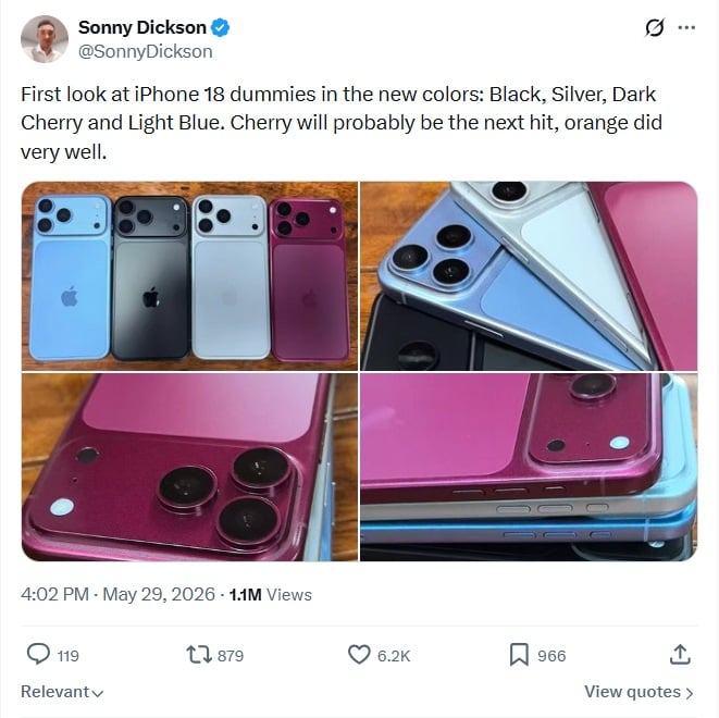 iphone 18 Pro colors rumors