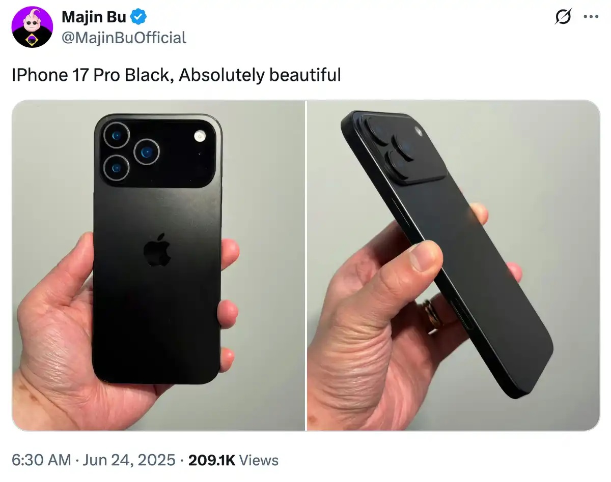 國外知名蘋果爆料人Majin Bu，洩漏iphone 17 pro 圖