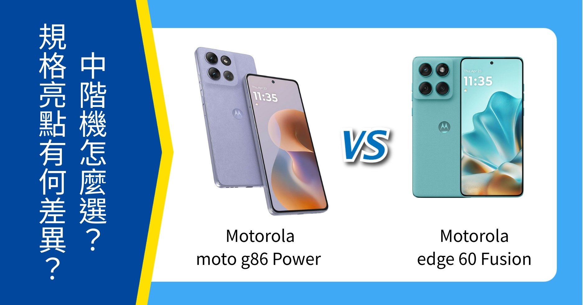 【機型比較】Motorola moto g86 Power / edge 60 Fusion 中階機怎麼選？規格亮點有何差異？