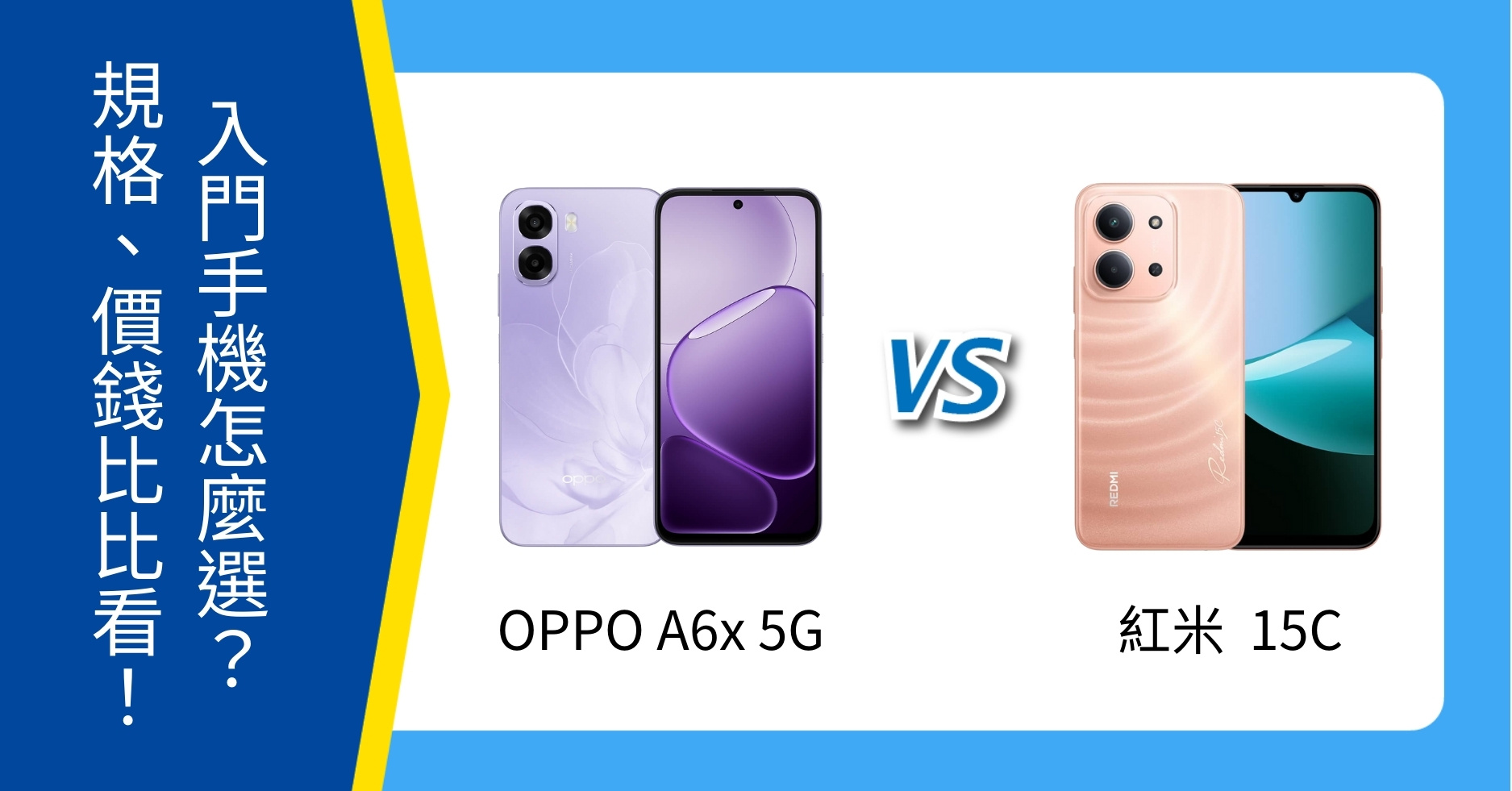 【機型比較】OPPO A6x vs 紅米 15C 入門手機怎麼選？規格、價錢比比看！