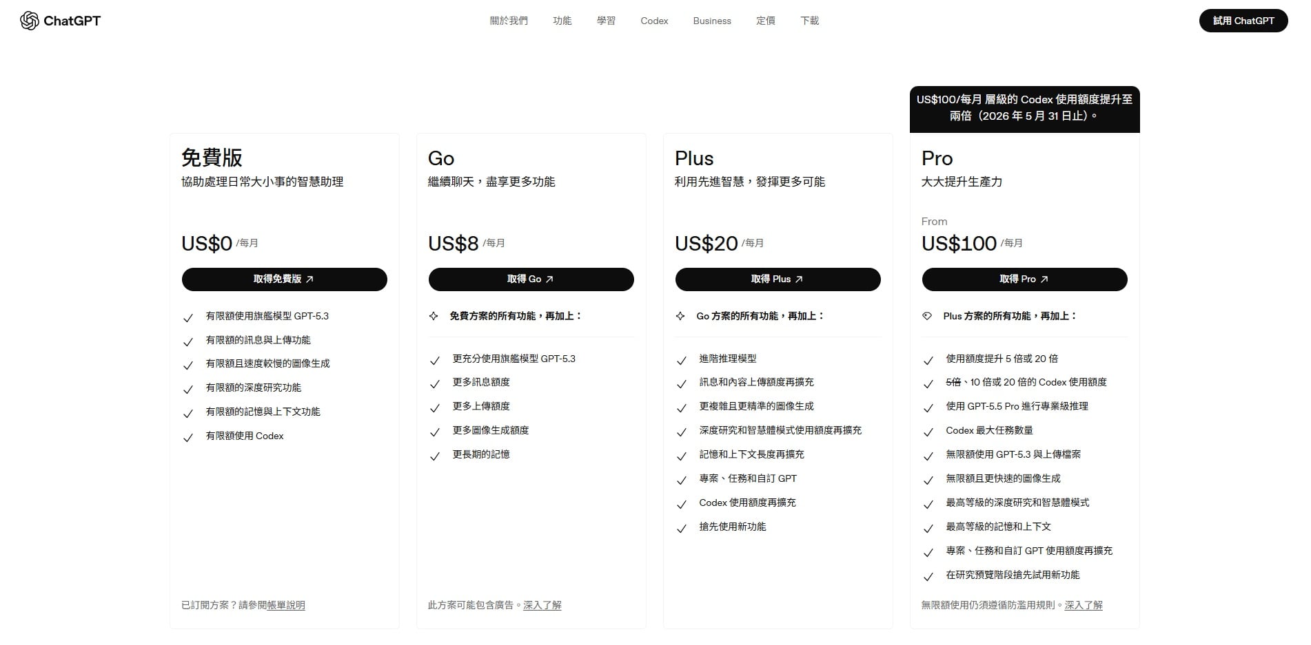 OpenAI Pricing 個人版