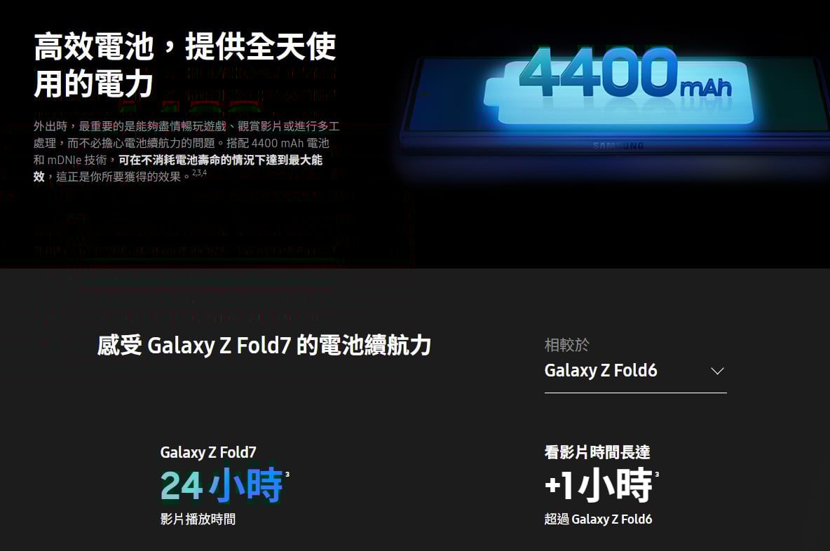 三星 Z Fold7 電池