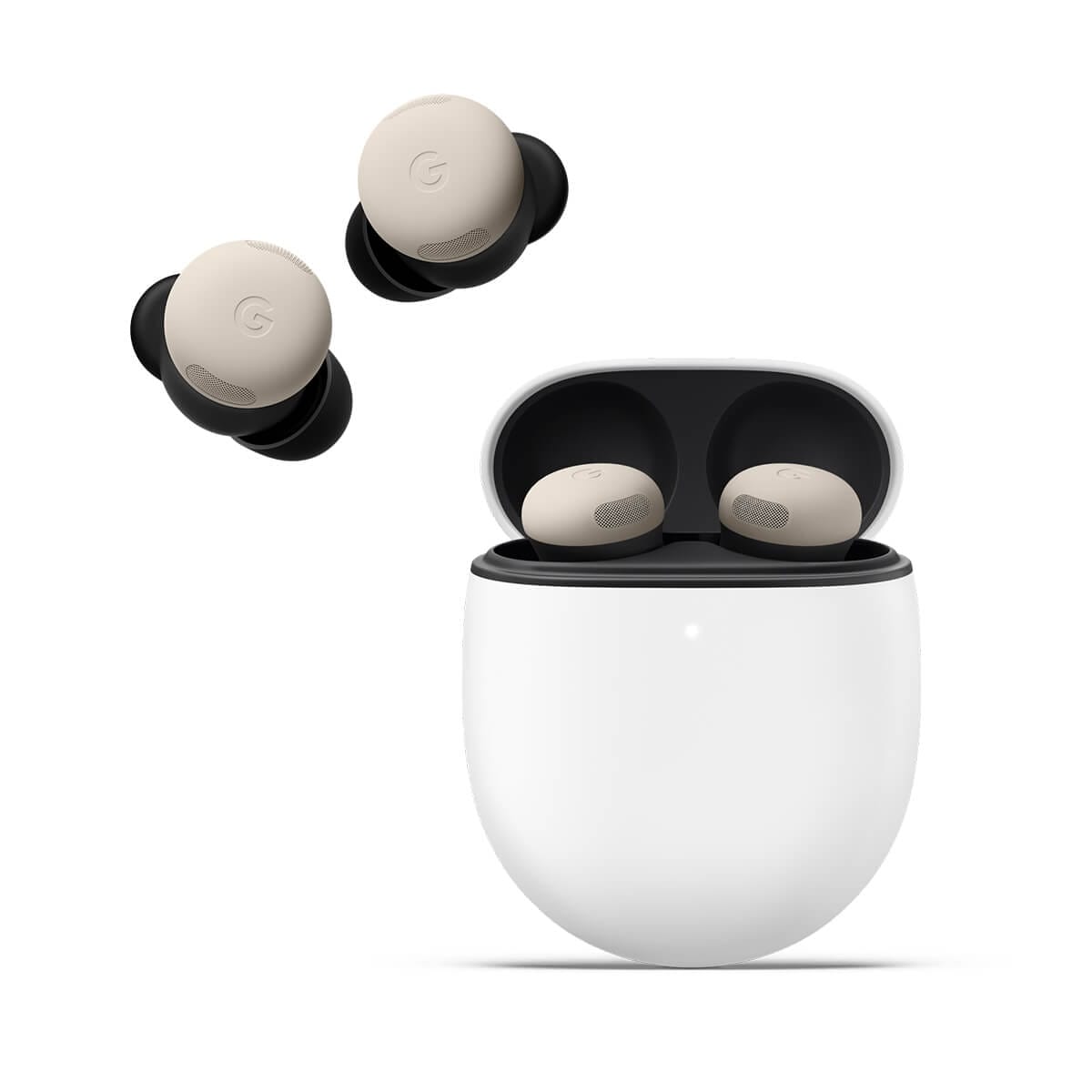 Google Pixel Buds Pro 2 陶瓷米色正面外觀圖