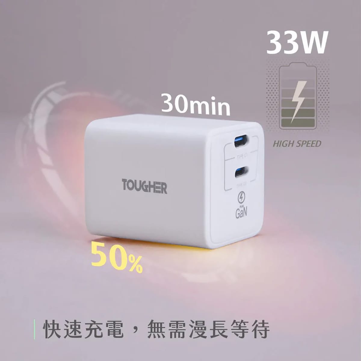 相簿_TOUGHER 33W PD氮化鎵GaN 雙Type-C孔快充頭_2
