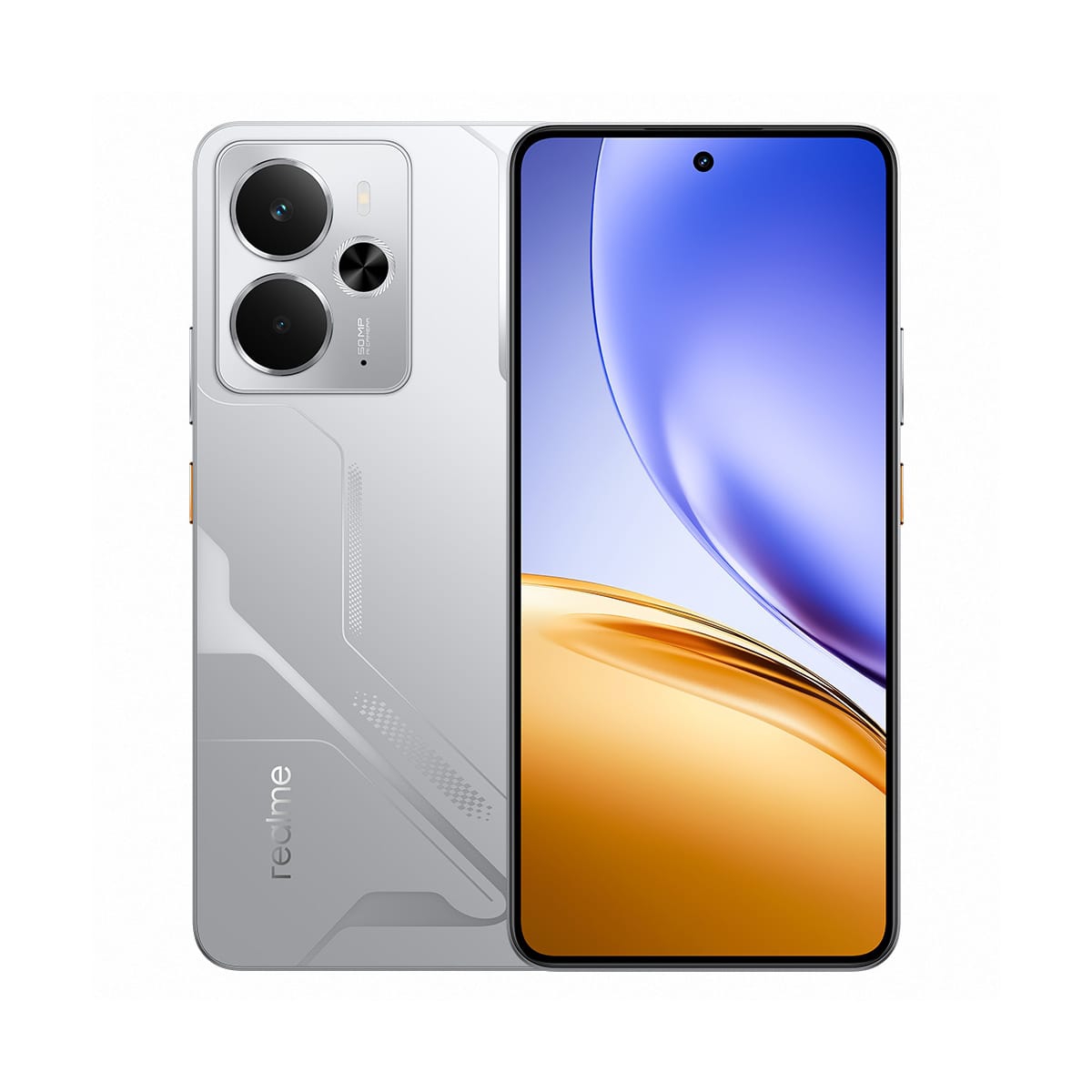 realme 14 (8G/256G) 銀色正反面外觀圖