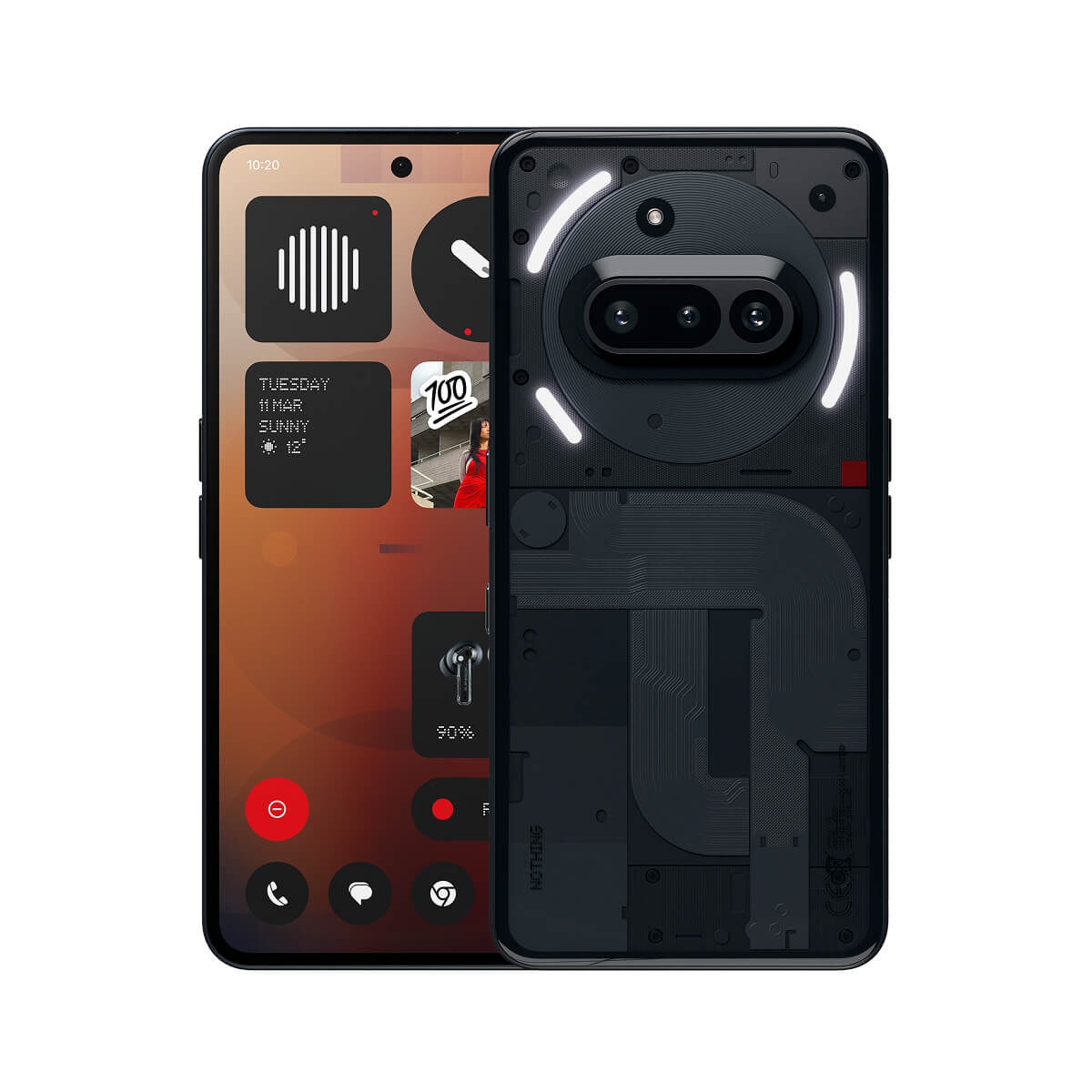 NOTHING Phone (3a) 8G/128G 黑色正反面外觀圖