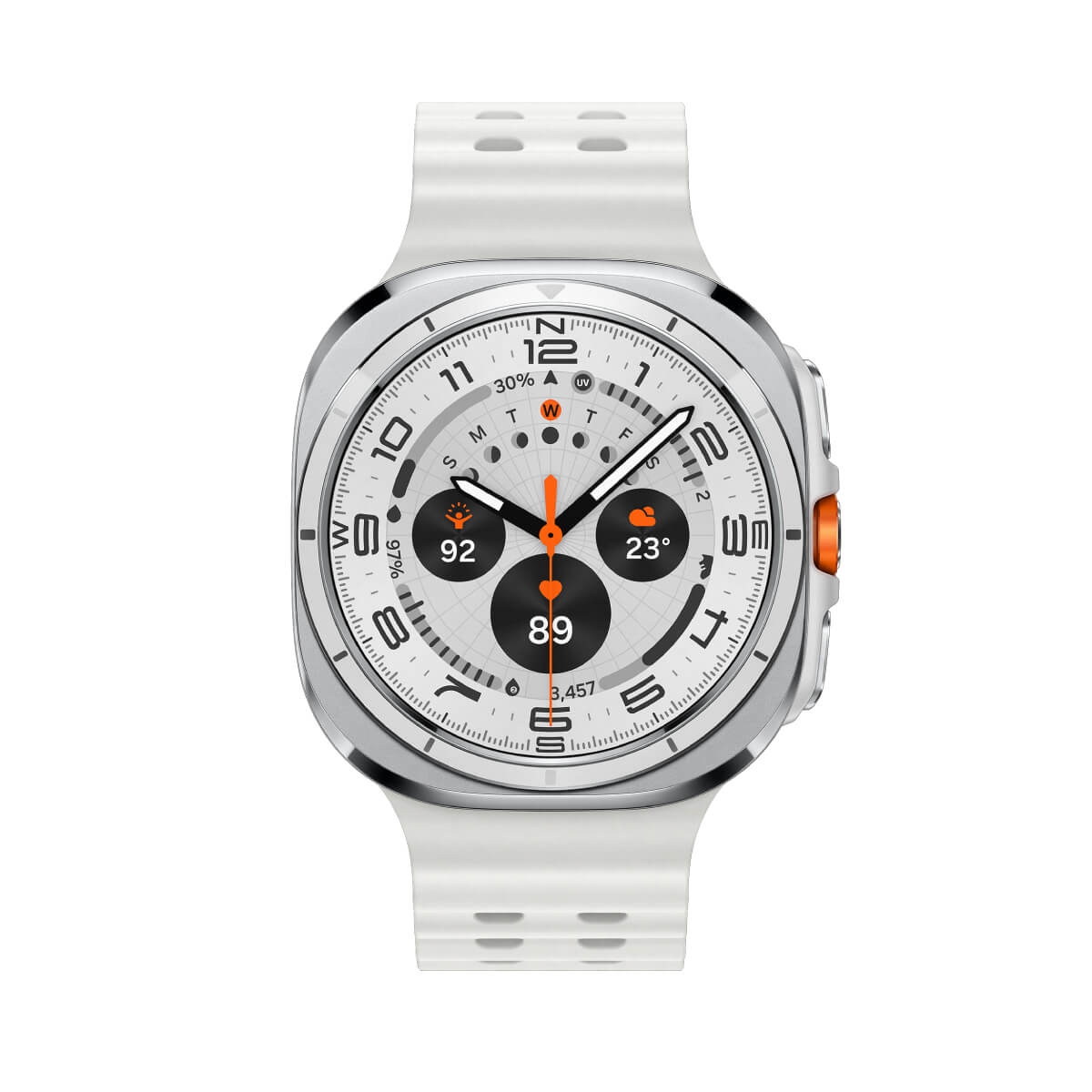 SAMSUNG Watch Ultra 47mm (2025) 鈦霧白正面外觀圖