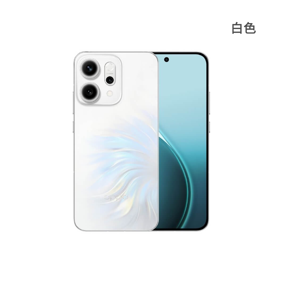 OPPO Reno14 5G（12G/512G）白色正反面外觀圖