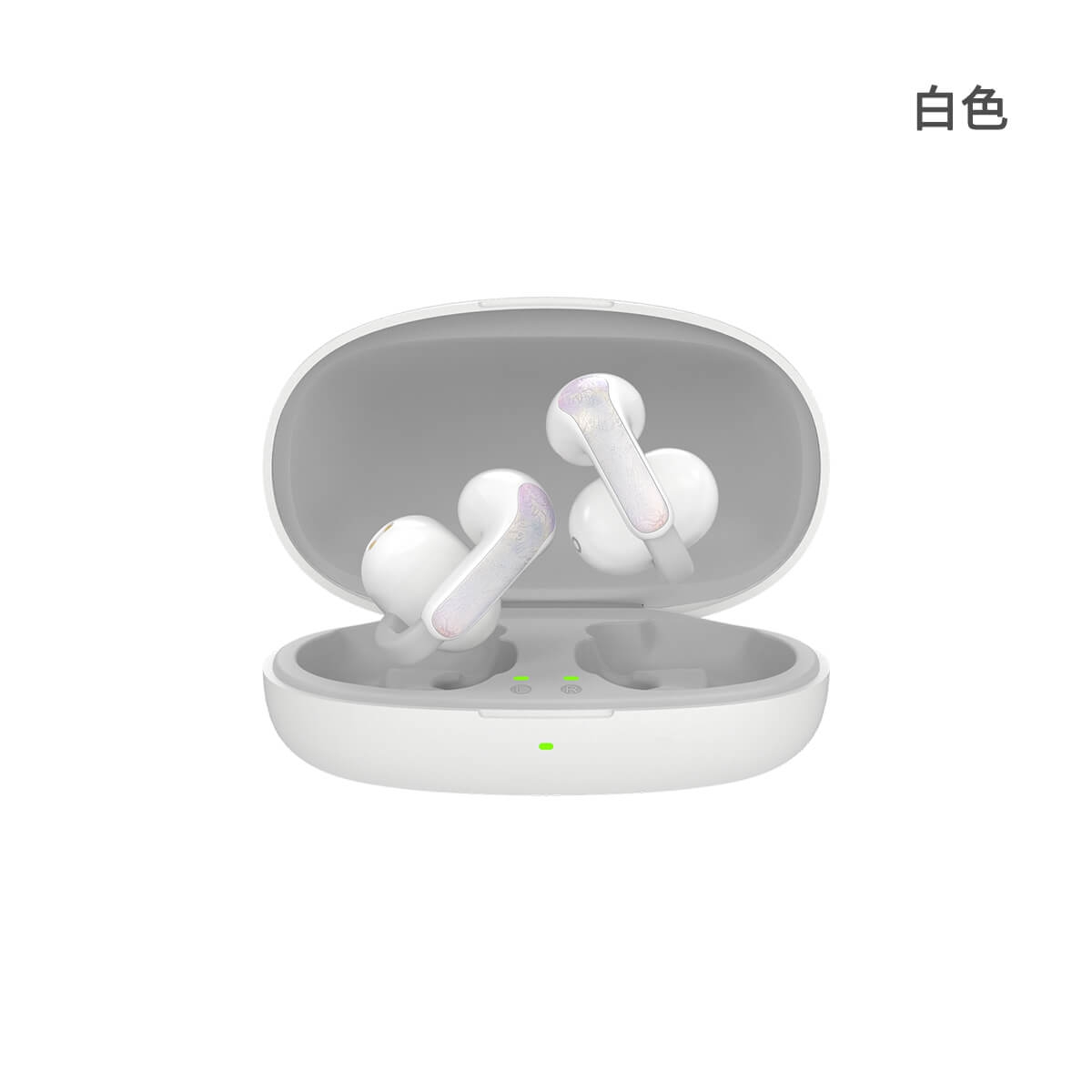 Biosong 藍牙耳機 B7 夾耳式 白色耳機含充電殼外觀圖