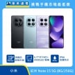 小米紅米 Note 15 5G 手機，黑、藍、紫三色機身與正放螢幕圖。標示亮眼的對稱外型、6.77 吋 FHD+ AMOLED 螢幕、IP66 防塵防水功能，上方標示傑昇通信標誌與挑戰手機市場最低價。