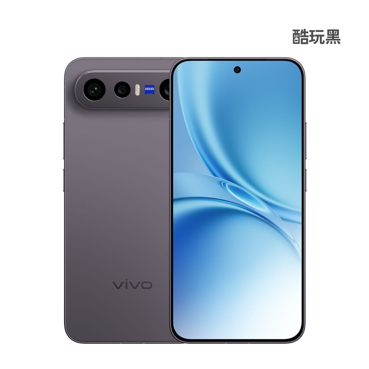vivo X300 FE (12G/512G) 手機展示圖，酷玩黑色正反面外觀圖
