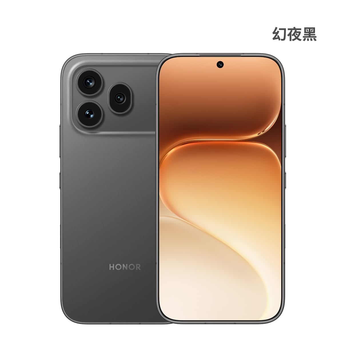 HONOR 600 Pro (12G/512G) 手機展示圖，幻夜黑色正反面外觀圖