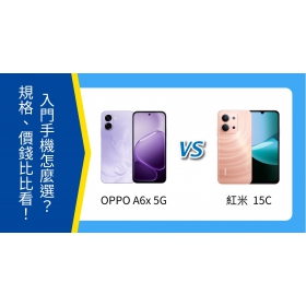 【機型比較】OPPO A6x vs 紅米 15C 入門手機怎麼選？規格、價錢比比看！